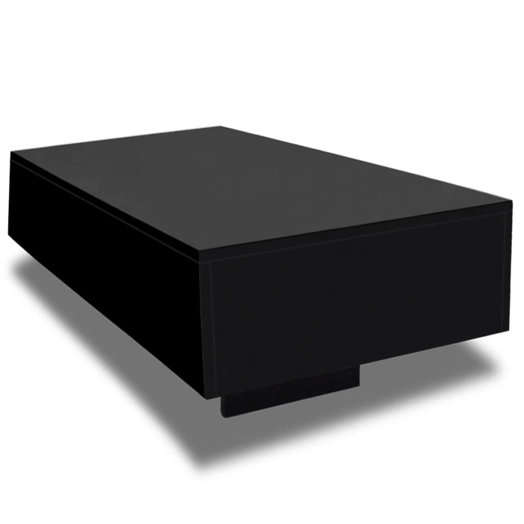 vidaXL Modern Coffee Table, Rectangular Table for Living Room, Sleek High Gloss Finish, 33.5''x21.7''x12.2'',Black